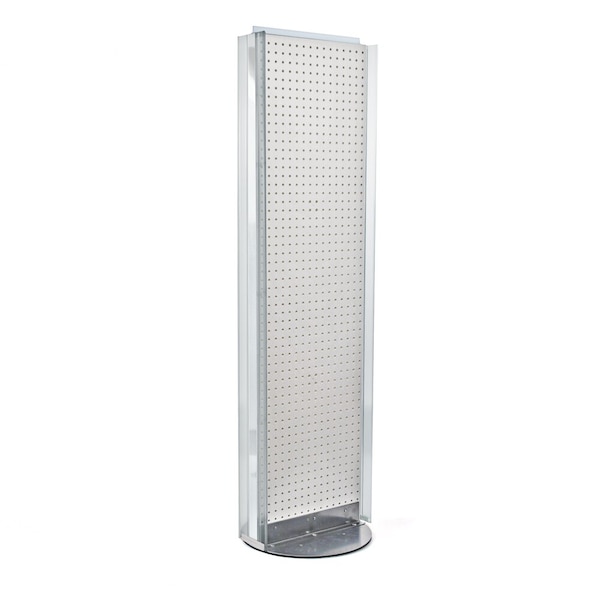 2-Sided Pegboard Floor Spinner Display Rack White 16"W x 60"H